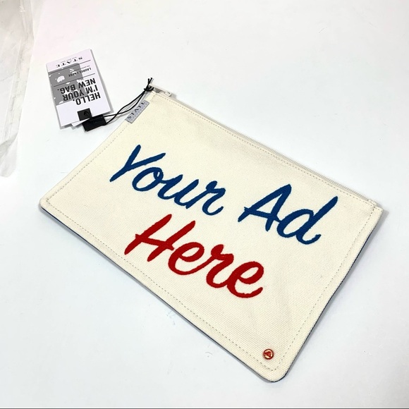 NWT State Bags Laurel Large Zipper Pouch “Your Ad Here” - Picture 7 of 9